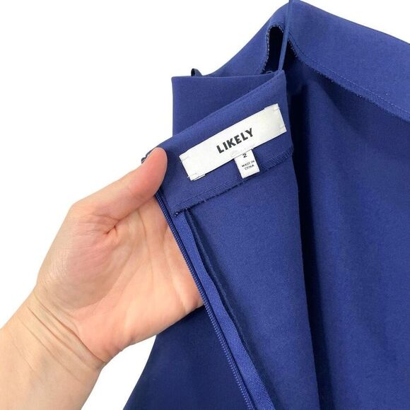 Likely Verona ruffle mini sheath Dress‎ Size 2 Blueprint blue - Picture 4 of 11